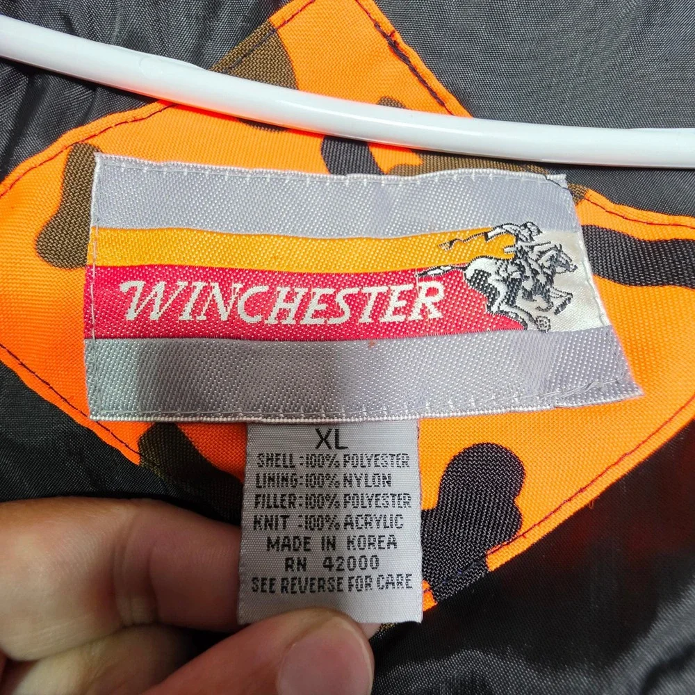 Winchester Conceal Blaze Orange Camo Hunting Jacket Mens XL Hooded Parka 1248